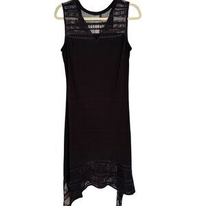 Ralph Lauren Size M Black Crochet Lace Illusion Mesh Whimsigoth Midi Dress